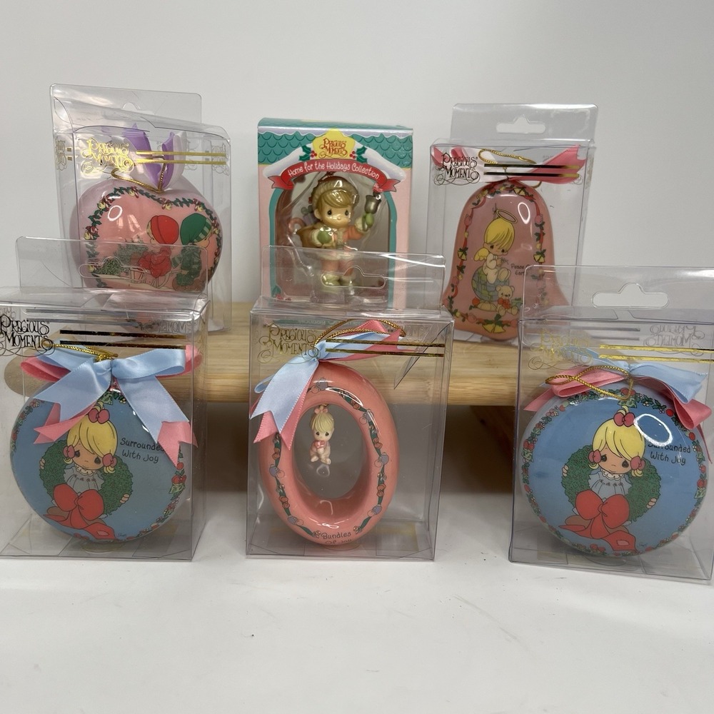 Lot Of 6 Precious Moments Enesco Christmas Ornaments 1996 90s With Boxes